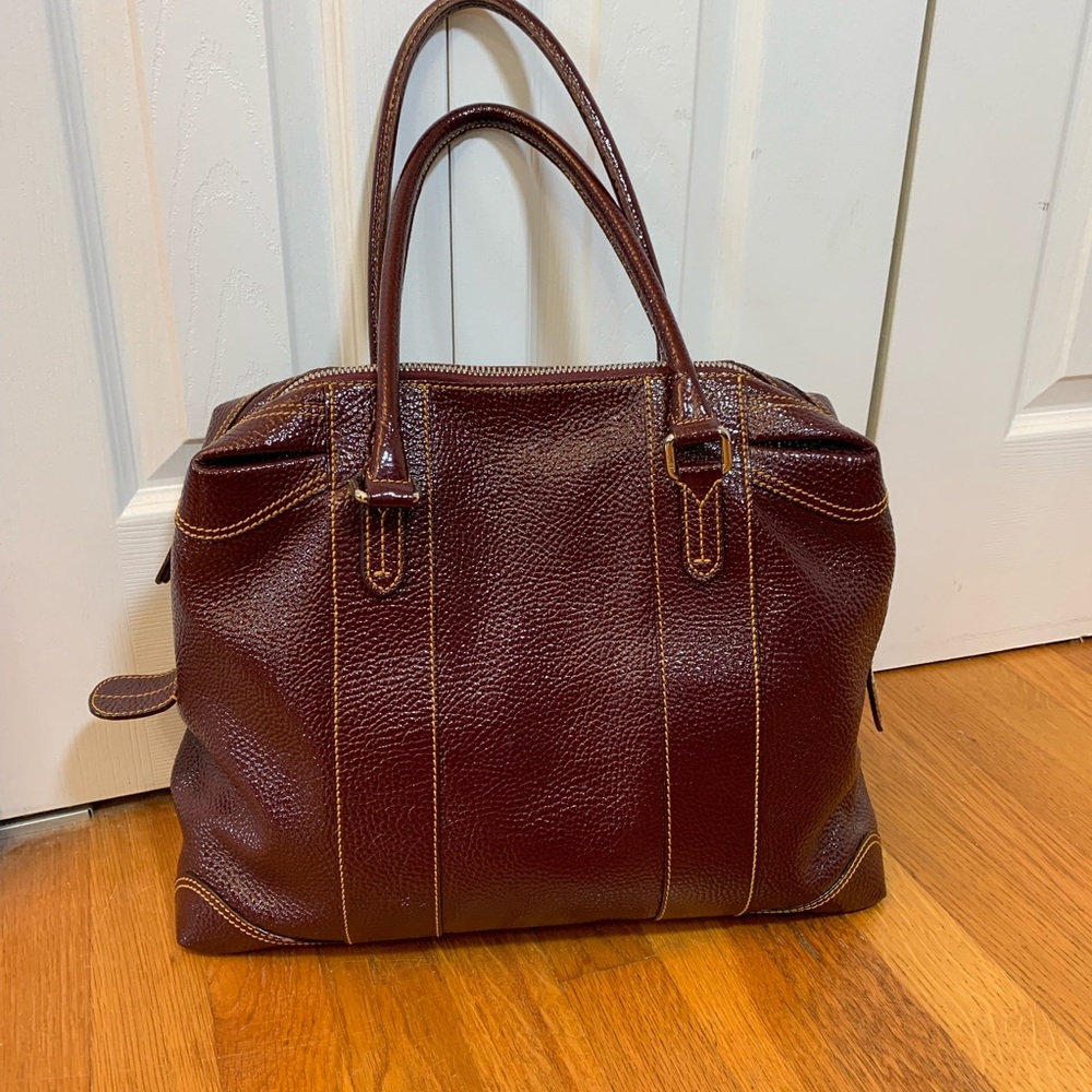 Fendi Large Burgundy Patent Leather Shoulder Bag